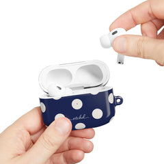 Cream & Navy Polka Dot AirPod Case by etchd, view 11
