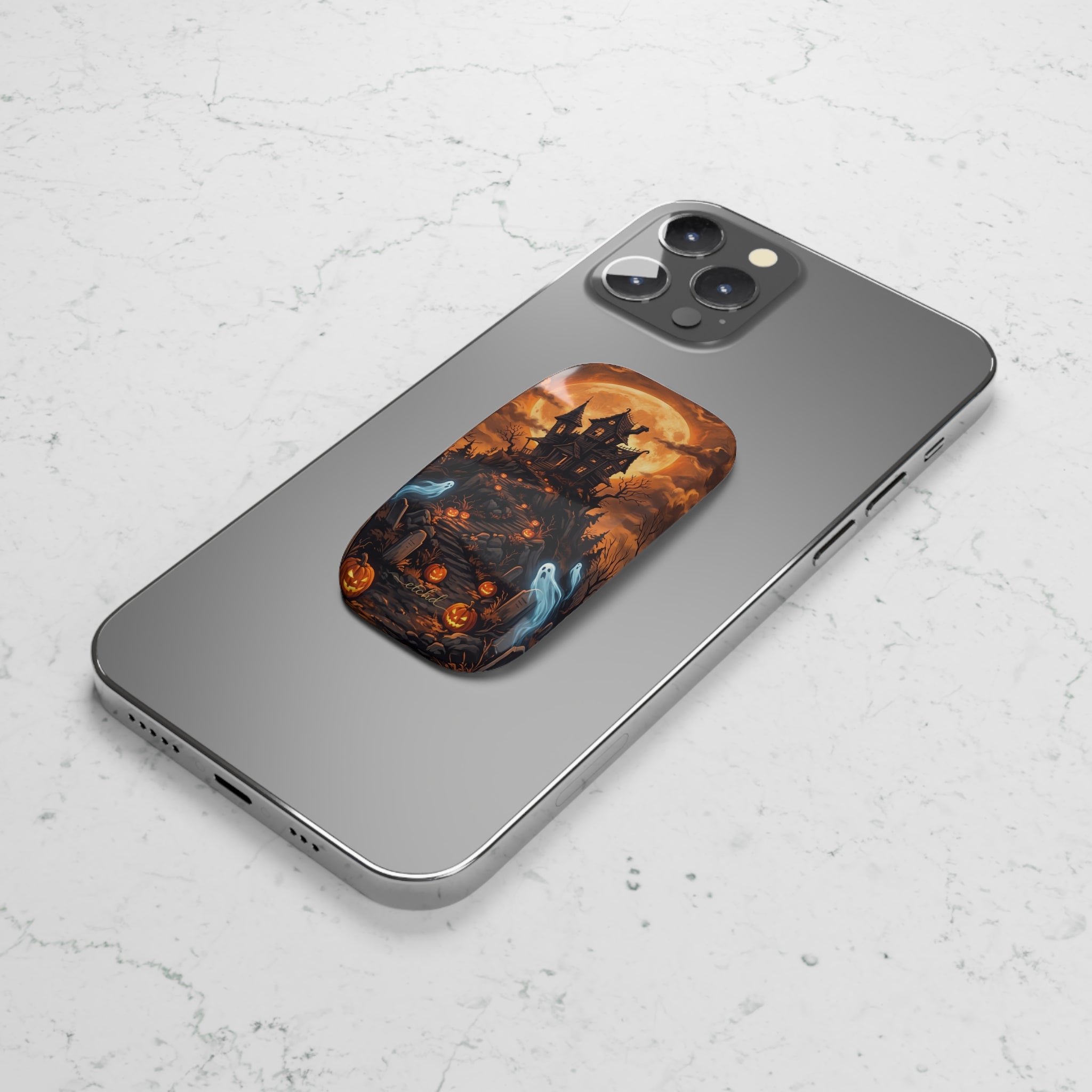 Pumpkin Hollow Click-On Phone Grip by etchd, view 5