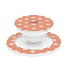 Cream & Coral Polka Dot Phone Grip And Stand by etchd