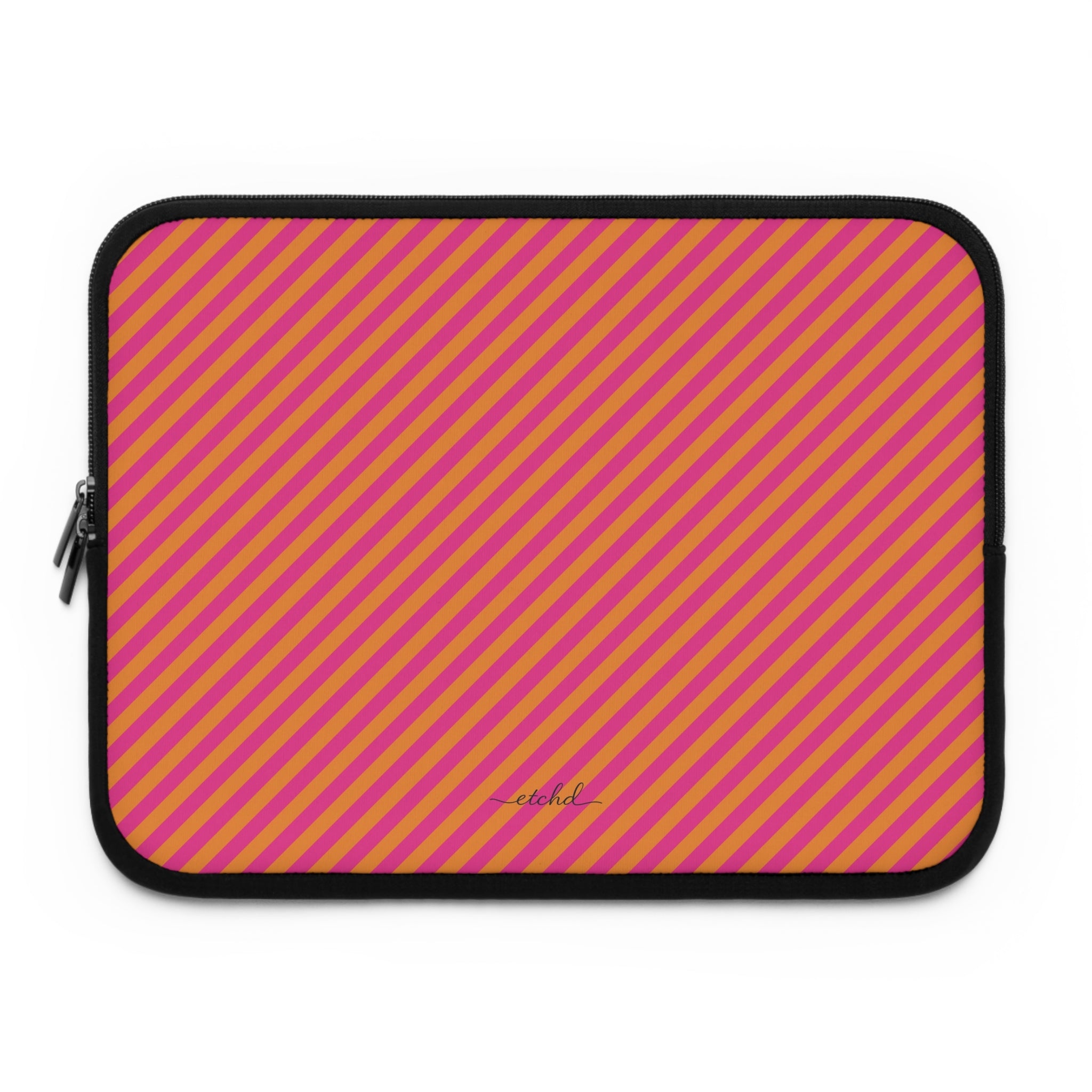 Pink & Orange Striped Diagonal Laptop Sleeve by etchd