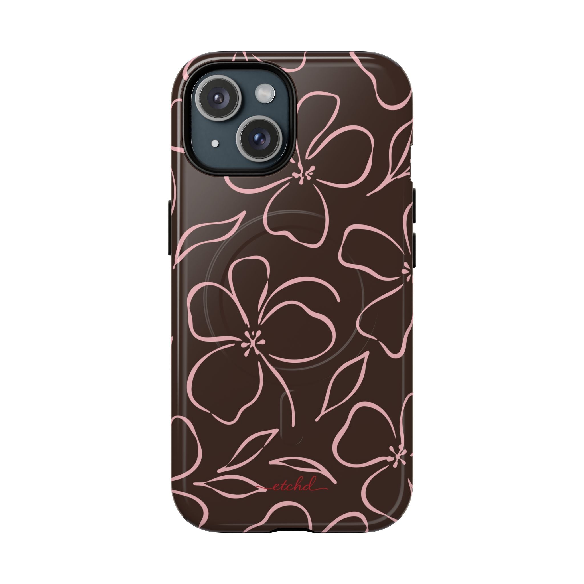 Espresso & Blush Floral Funda magnética para móvil de etchd, vista 2