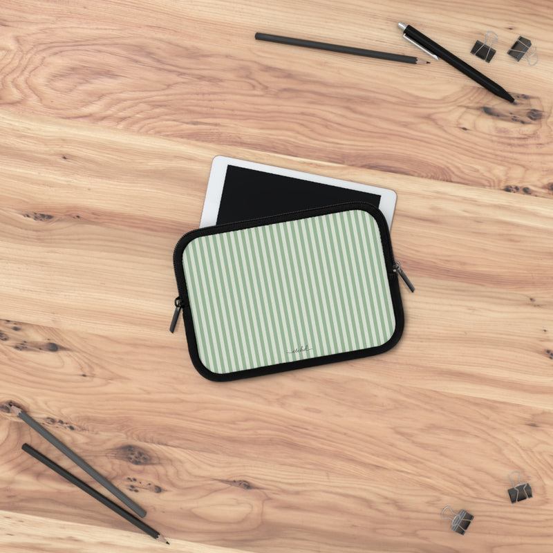 Sage & Cream Striped Laptop Sleeve by etchd, view 14
