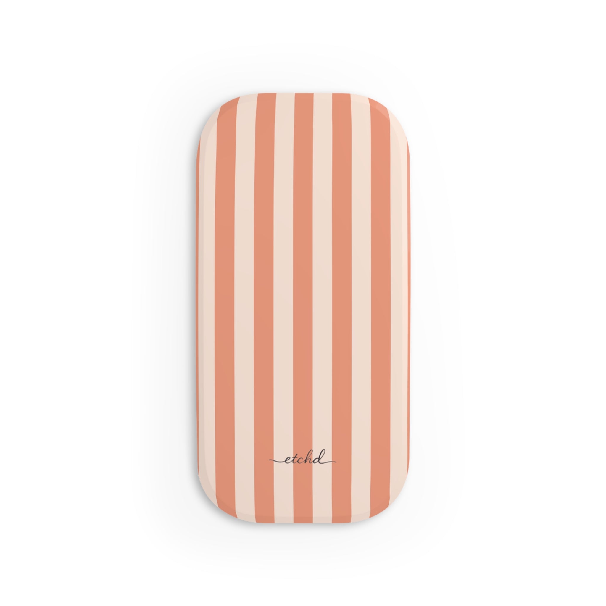 Coral & Cream Striped Click-On Phone Grip by etchd, view 2