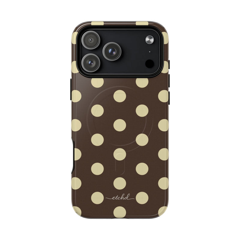 Brown & Butter Polka Dot Magnetic Phone Case by etchd, view 31