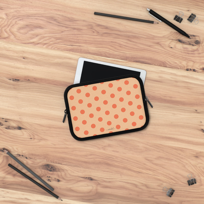 Coral And Peach Polka Dot Laptop Sleeve by etchd, view 14