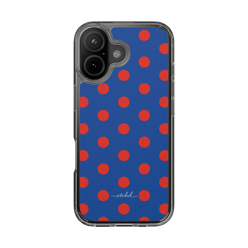 Poppy And Cobalt Polka Dot Clear Phone Case-zoom-