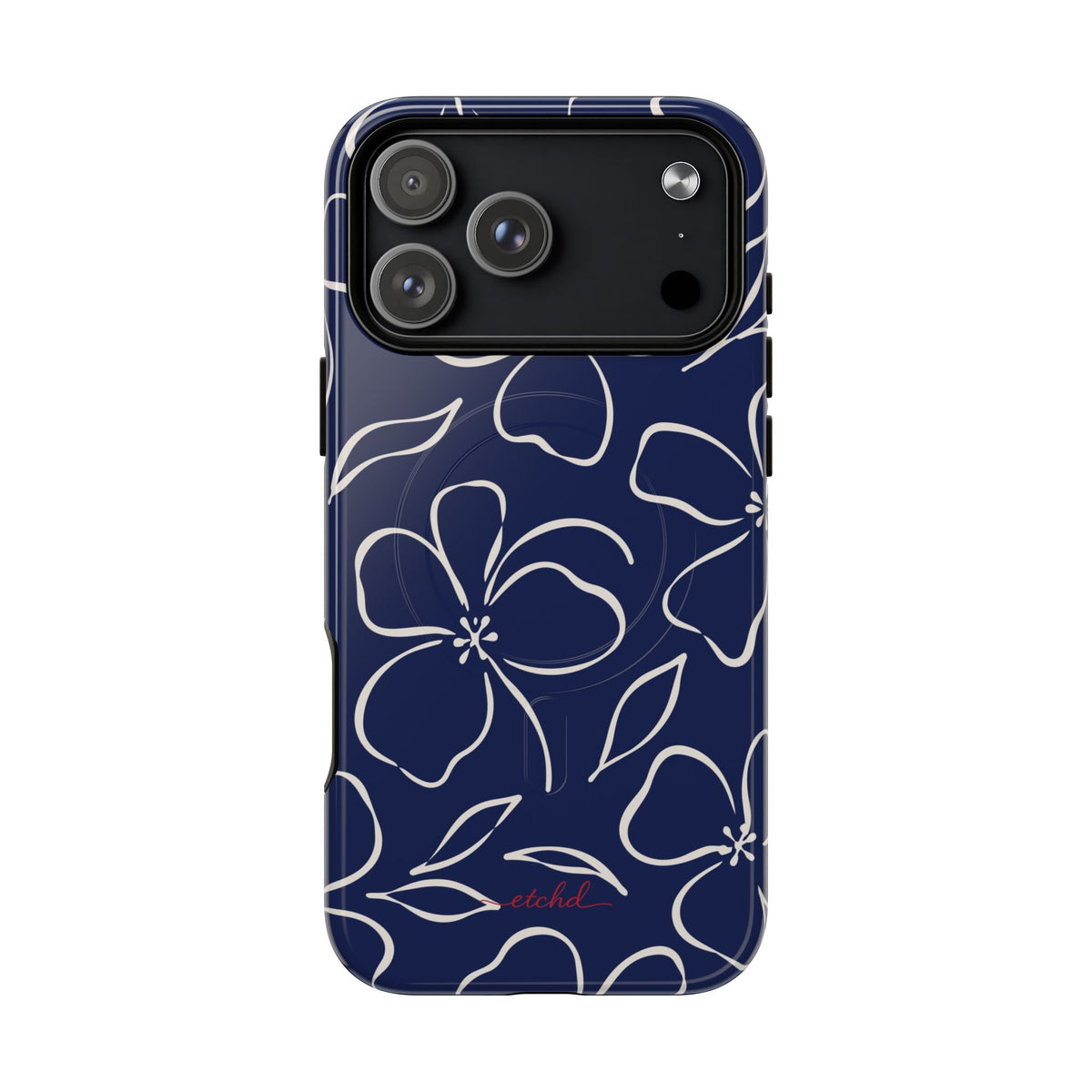 Navy & Cream Floral Magnetic Phone Case by etchd, view 31