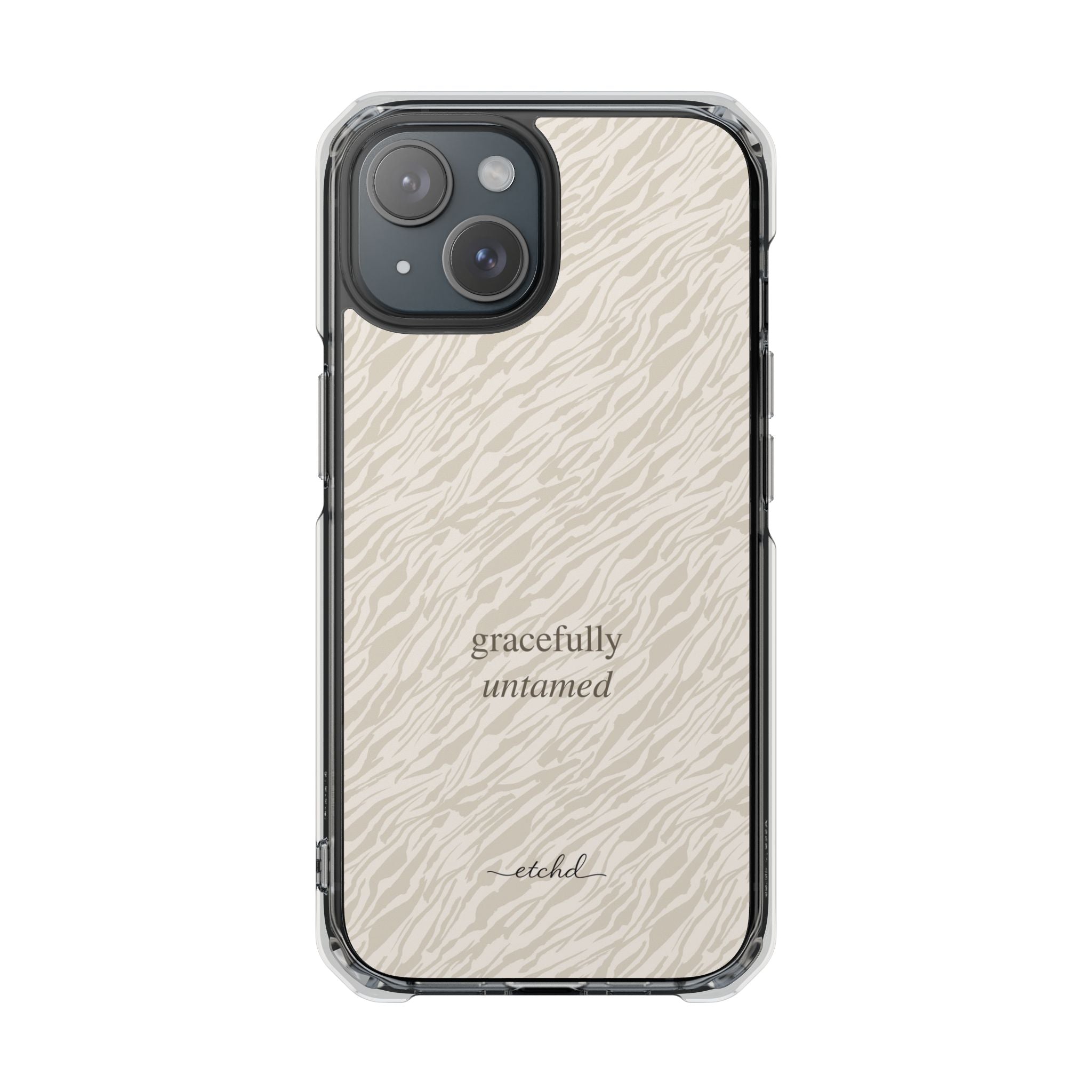 Beige Zebra Clear Magnetic Phone Case by etchd, view 2