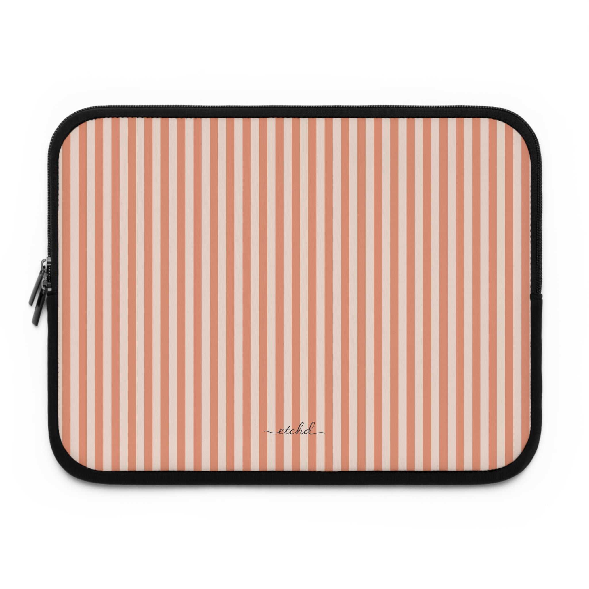 Coral & Cream Striped Laptop Sleeve by etchd