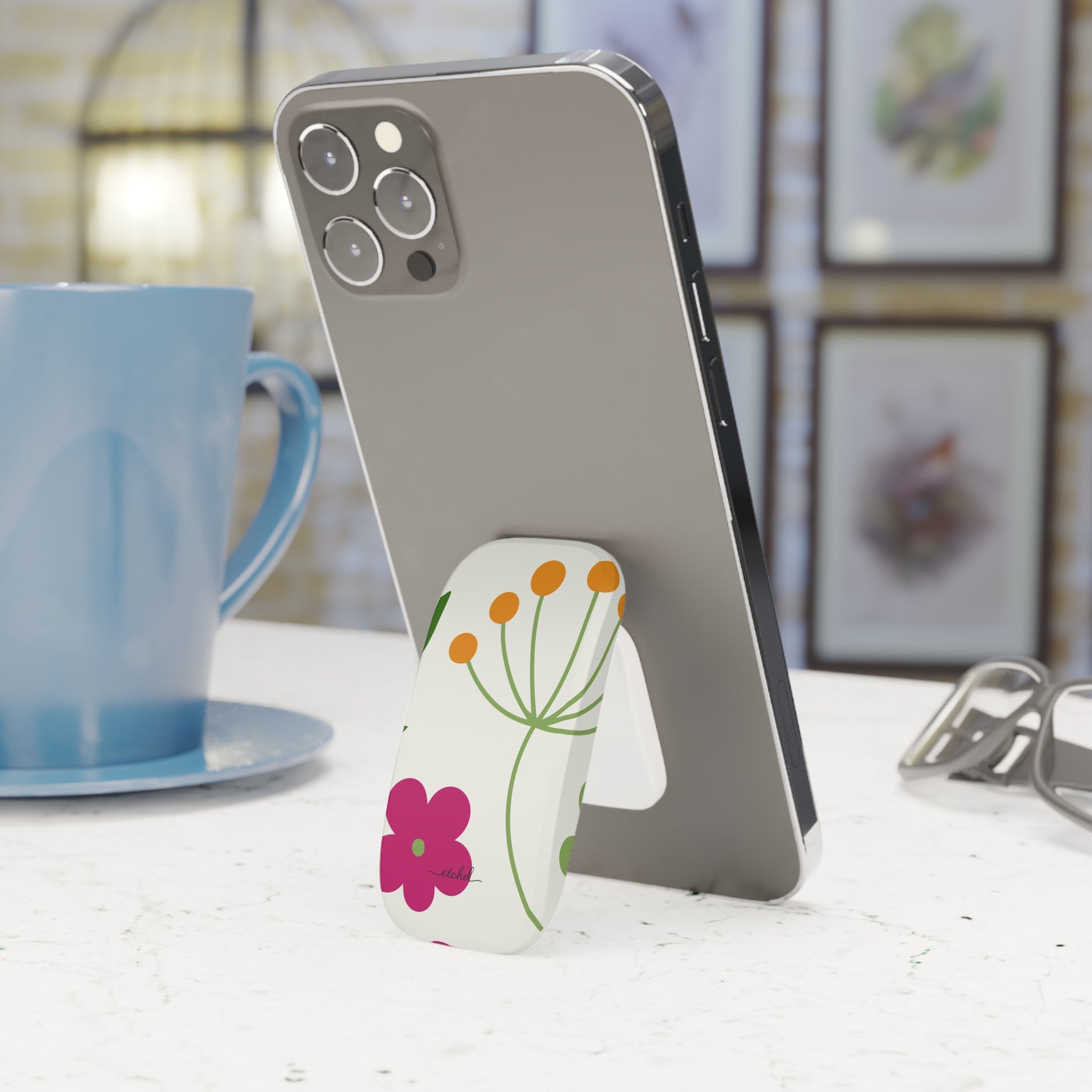 Funky Floral Click-On Phone Grip by etchd, view 6
