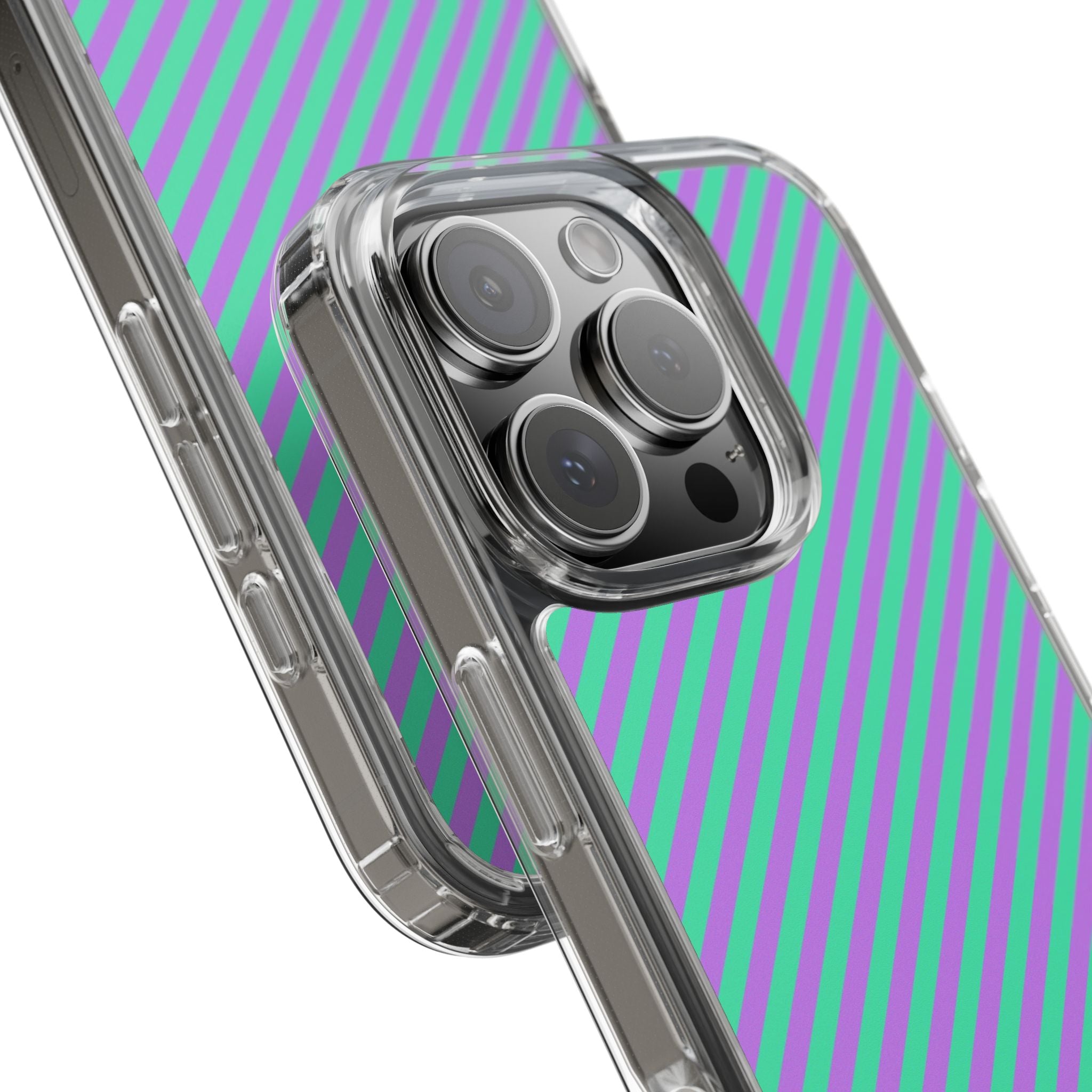Lilac And Hypermint Diagonal Clear Phone Case by etchd