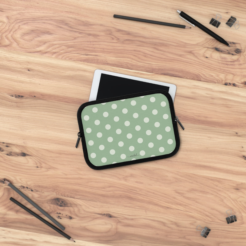 Cream & Sage Polka Dot Laptop Sleeve by etchd, view 14