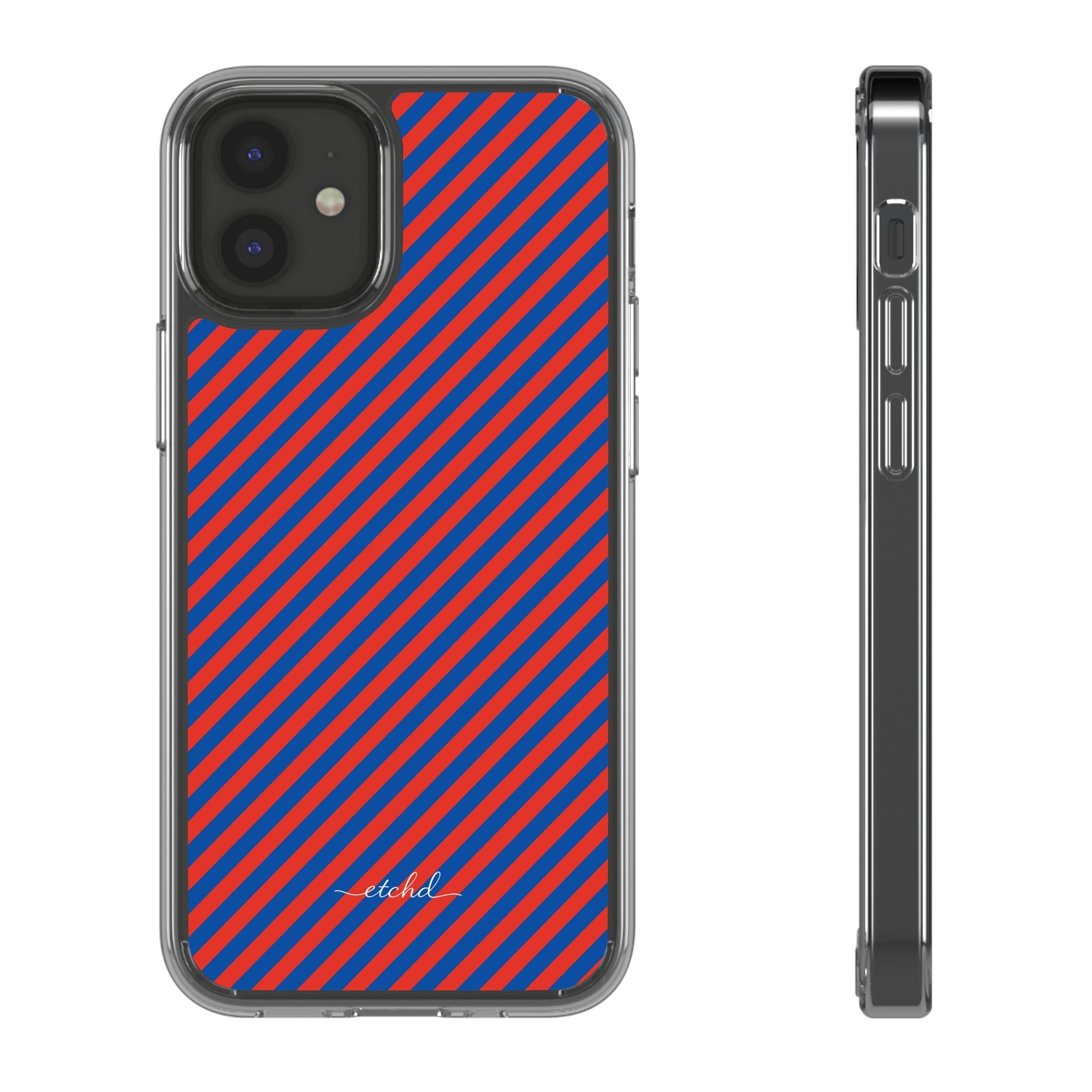 Cobalt And Poppy Diagonal Clear Phone Case by etchd, view 2