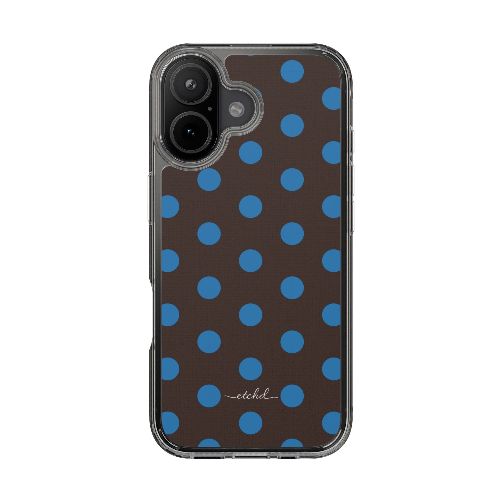 Cerulean & Espresso Polka Dot Clear Phone Case by etchd, view 35