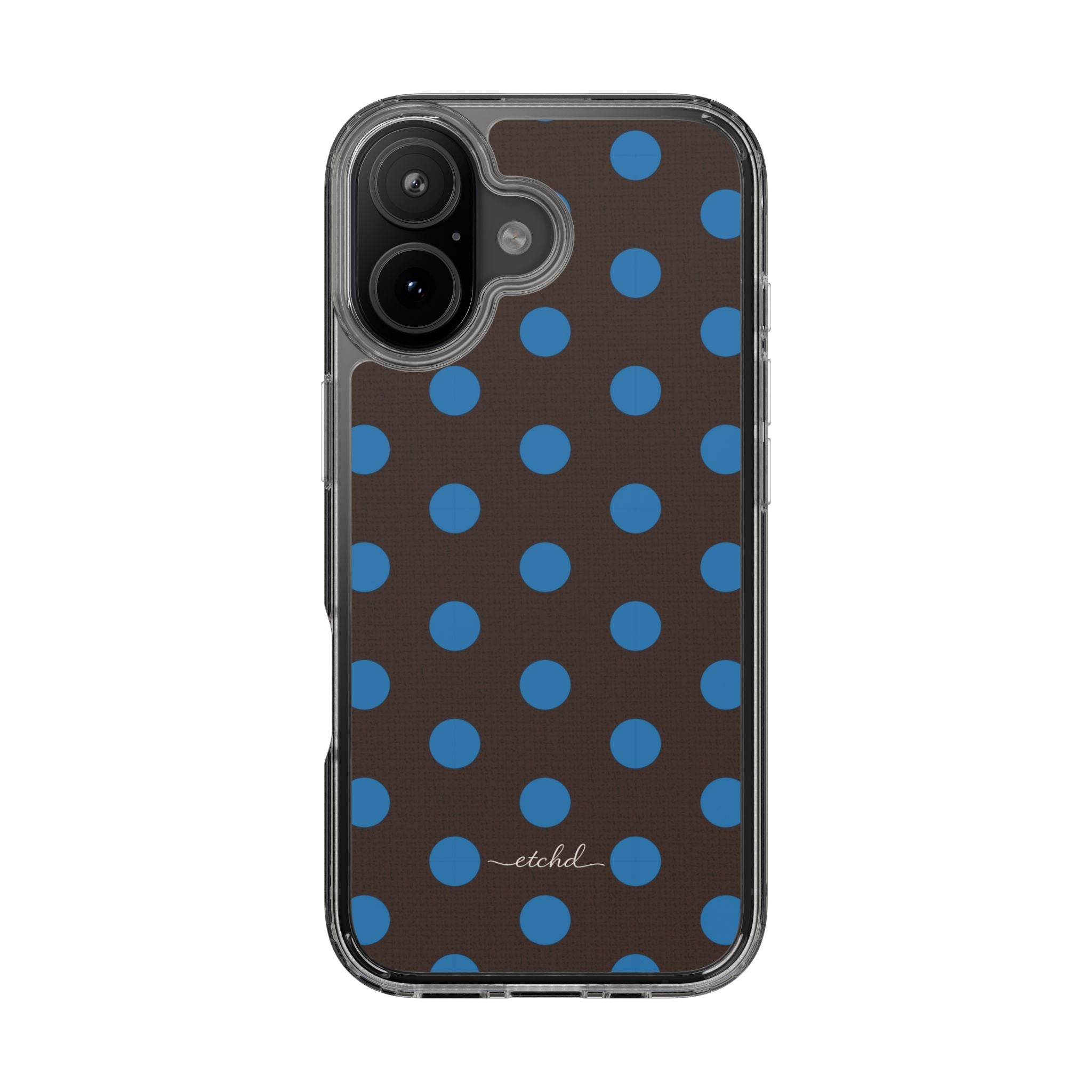 Cerulean & Espresso Polka Dot Clear Phone Case by etchd, view 35