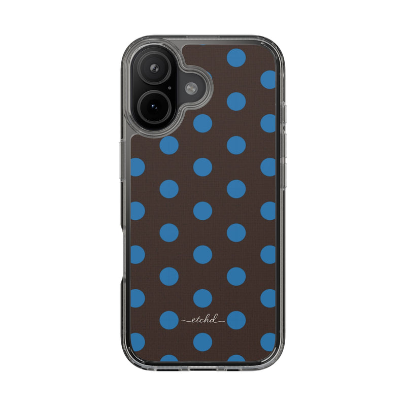 Cerulean & Espresso Polka Dot Clear Phone Case by etchd, view 35