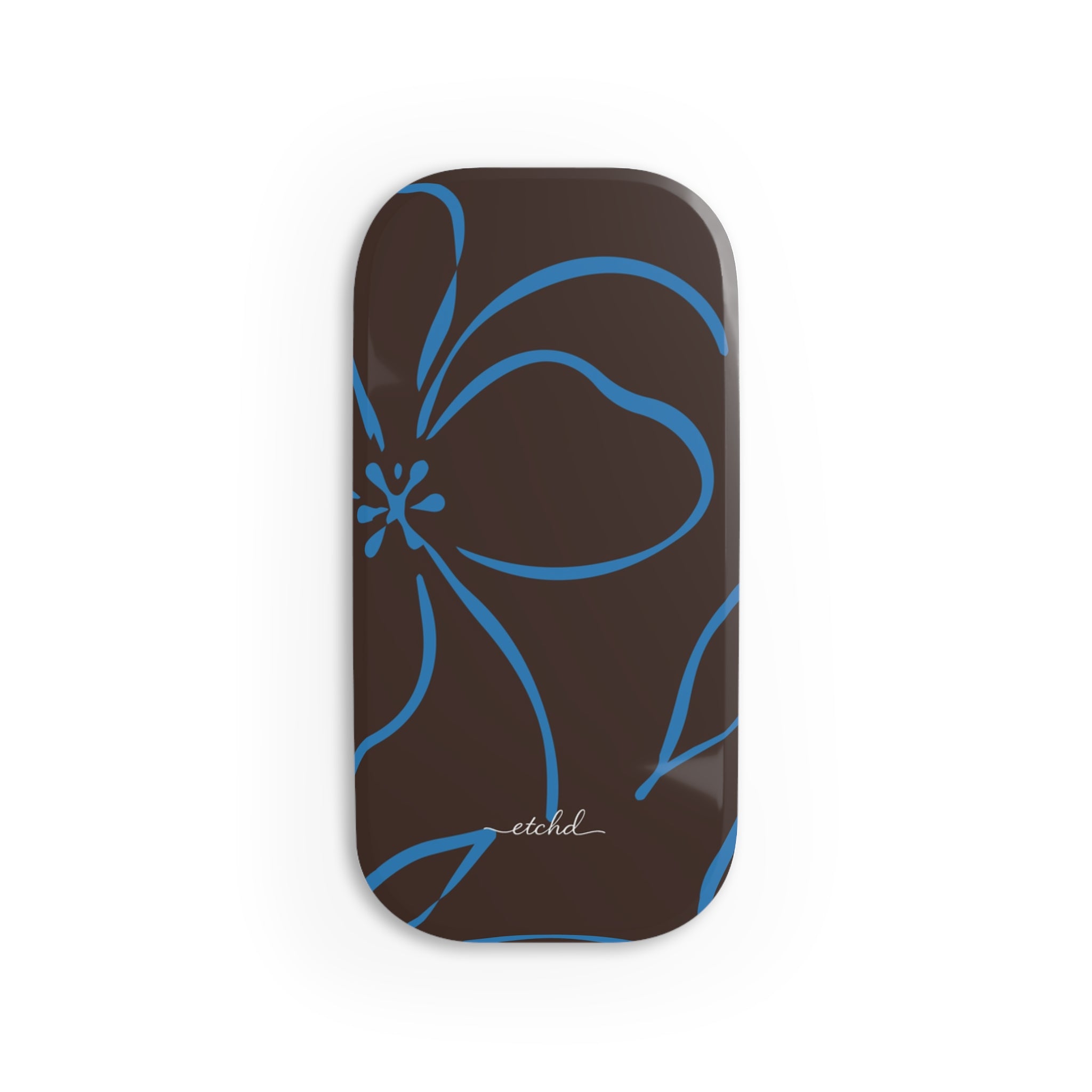 Espresso & Cerulean Floral Anello clip per telefono di etchd