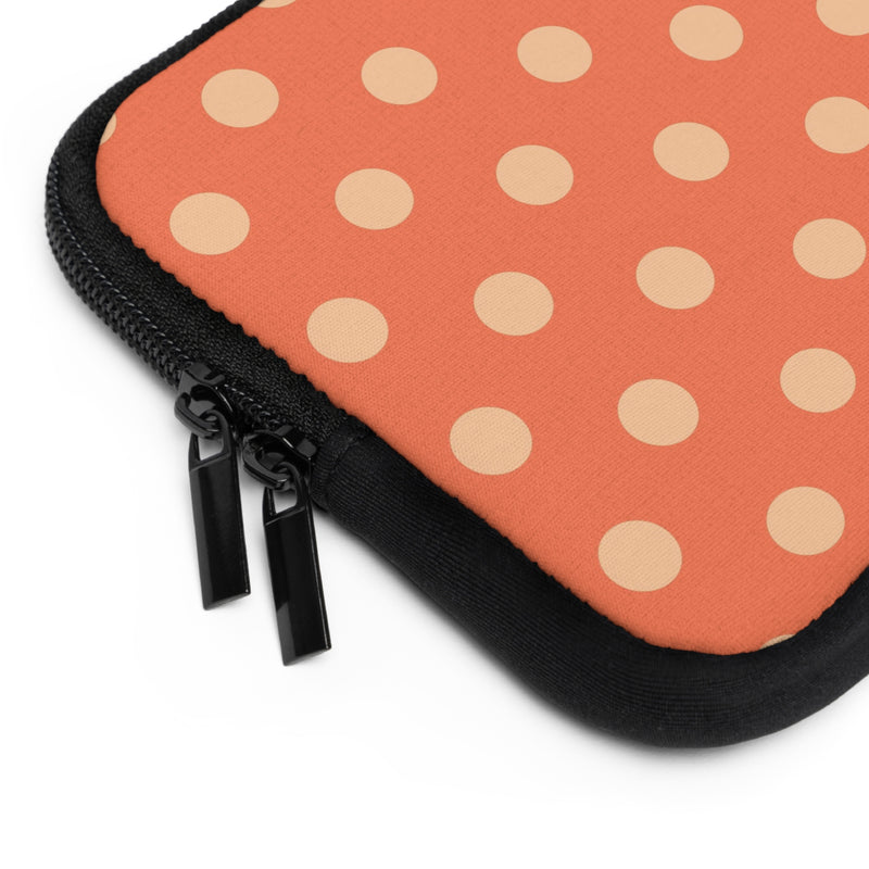 Peach & Coral Polka Dot Laptop Sleeve by etchd, view 12