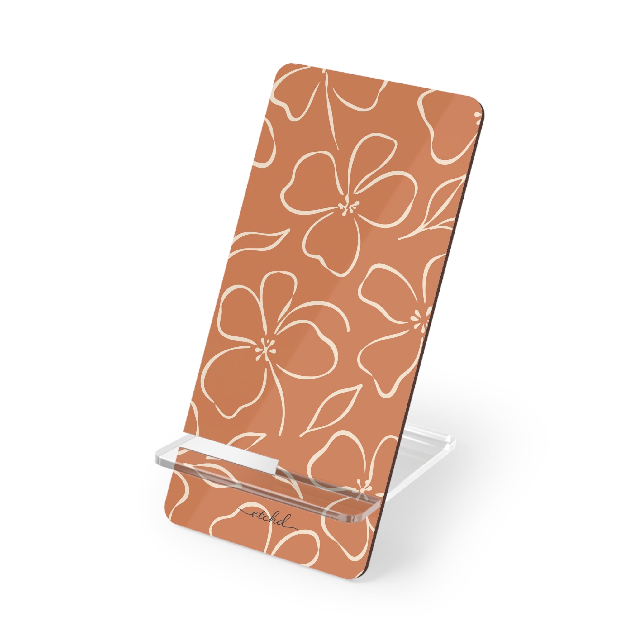 Terracotta & Cream Floral Phone Stand by etchd