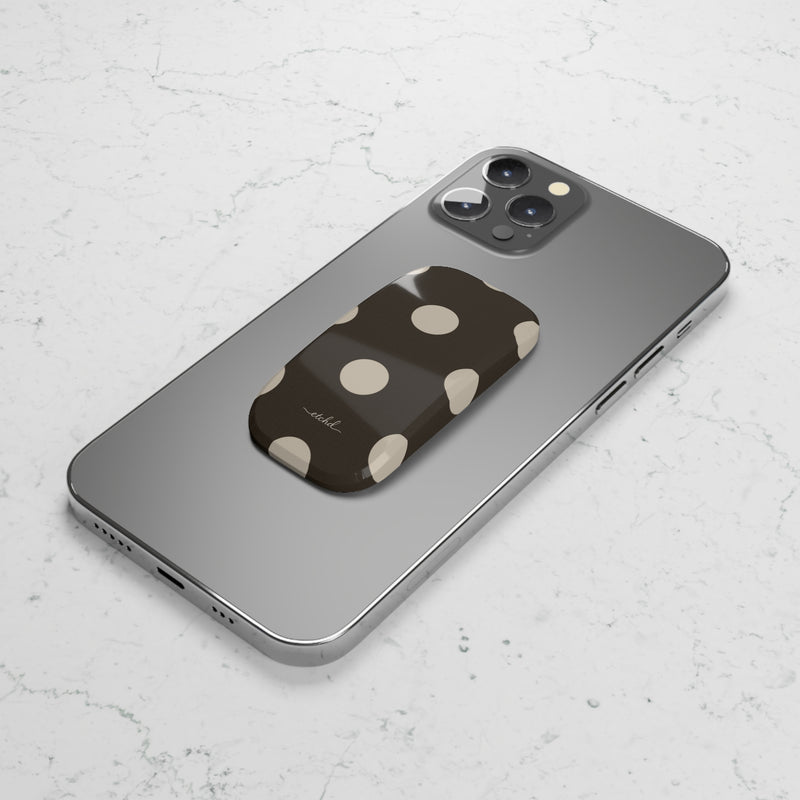 Cream & Brown Polka Dot Click-On Phone Grip by etchd, view 5