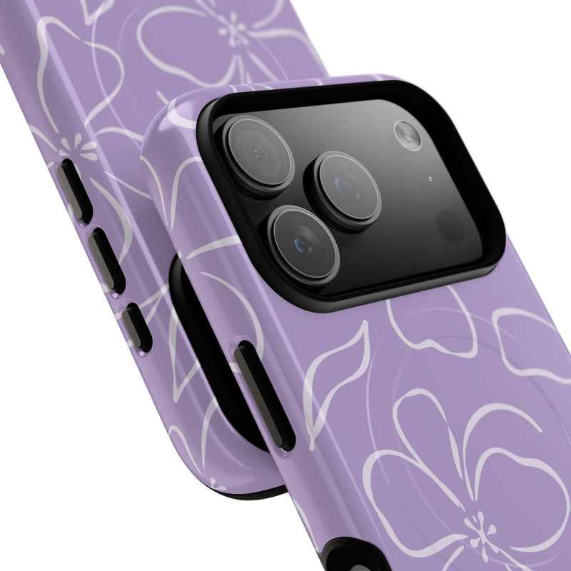 Lilac & Cream Floral Magnetic Phone Case by etchd, view 99