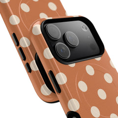 Cream & Terracotta Polka Dot Magnetic Phone Case by etchd, view 99