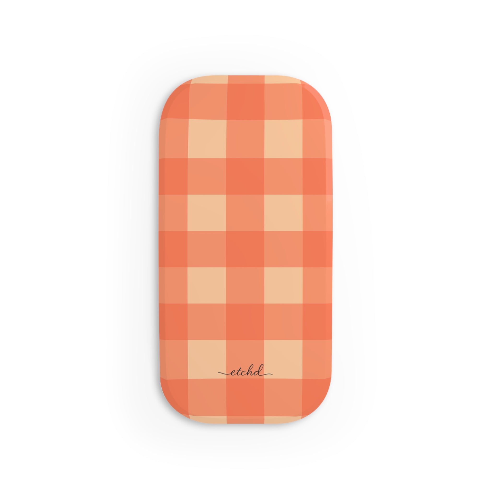 Coral & Peach Gingham Click-On Phone Grip by etchd, view 2