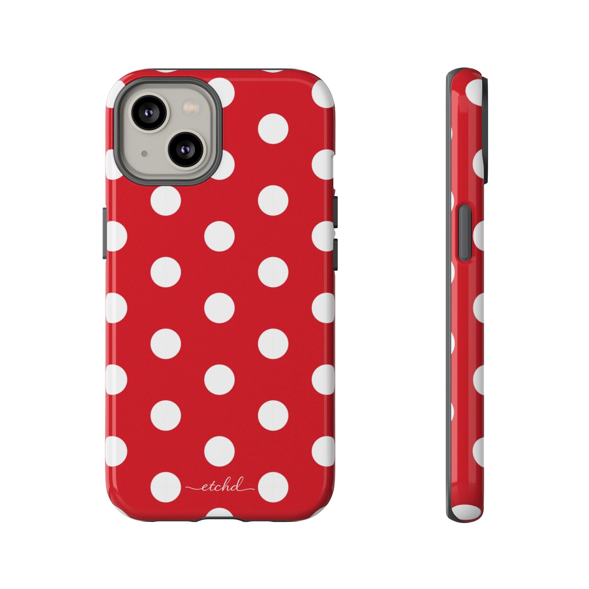 Classic Red Polka Dot Phone Case by etchd, view 2
