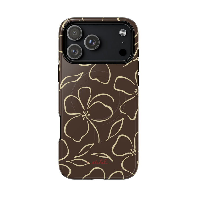 Butter & Brown Floral Magnetic Phone Case by etchd, view 31