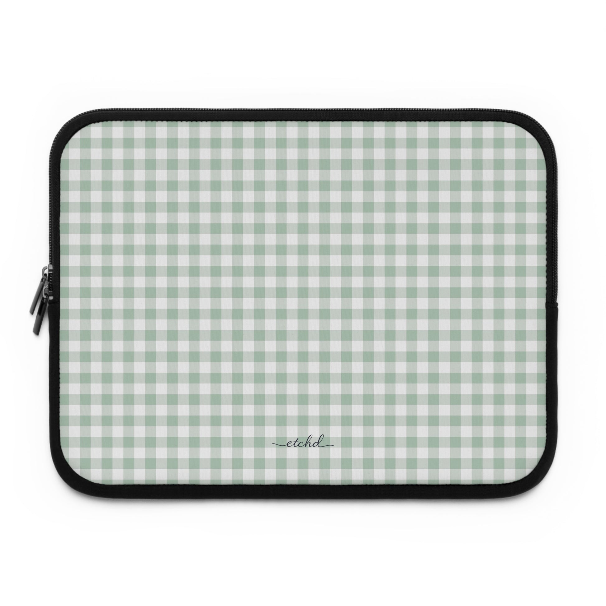 Sage Gingham Laptop Sleeve by etchd