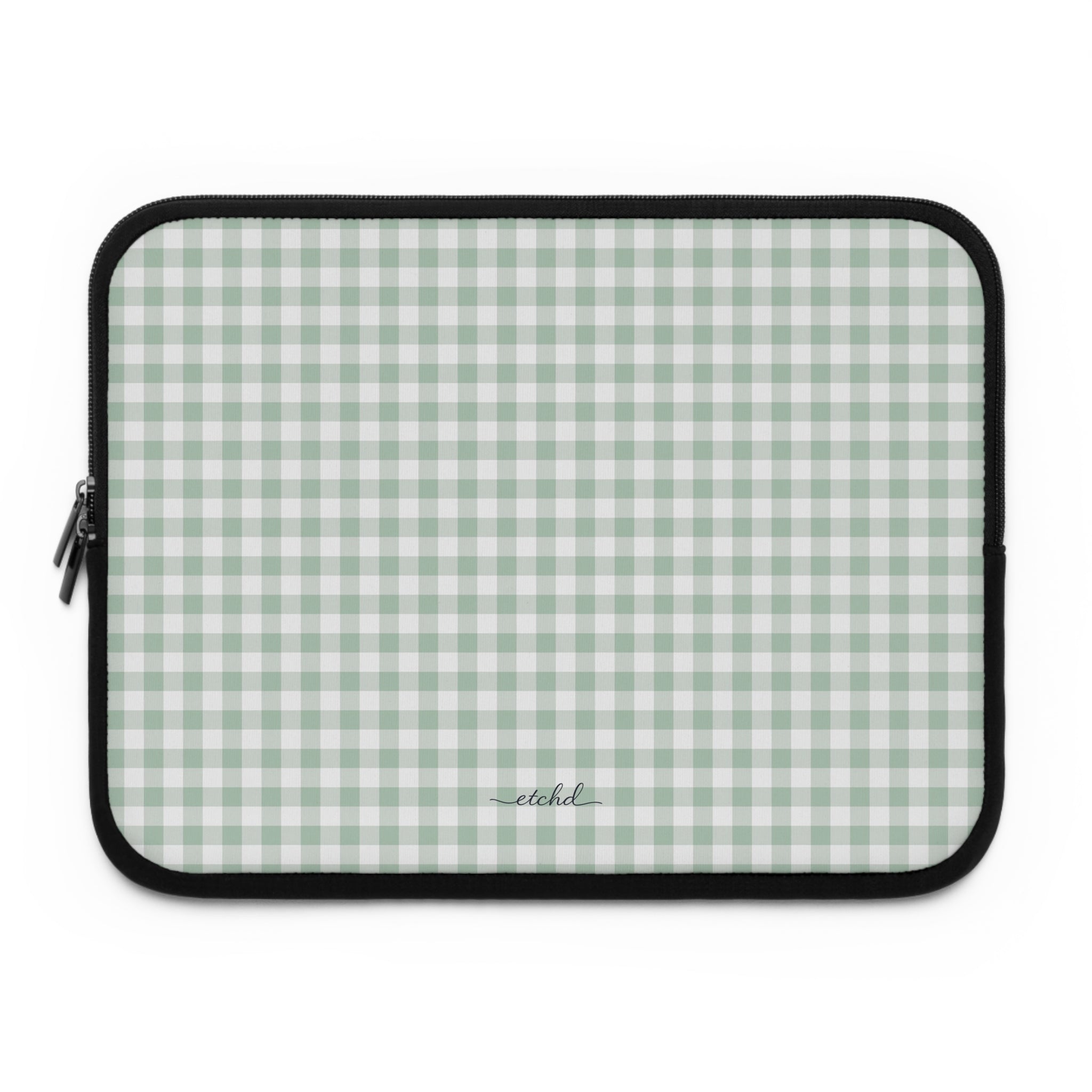 Sage Gingham Laptop Sleeve by etchd