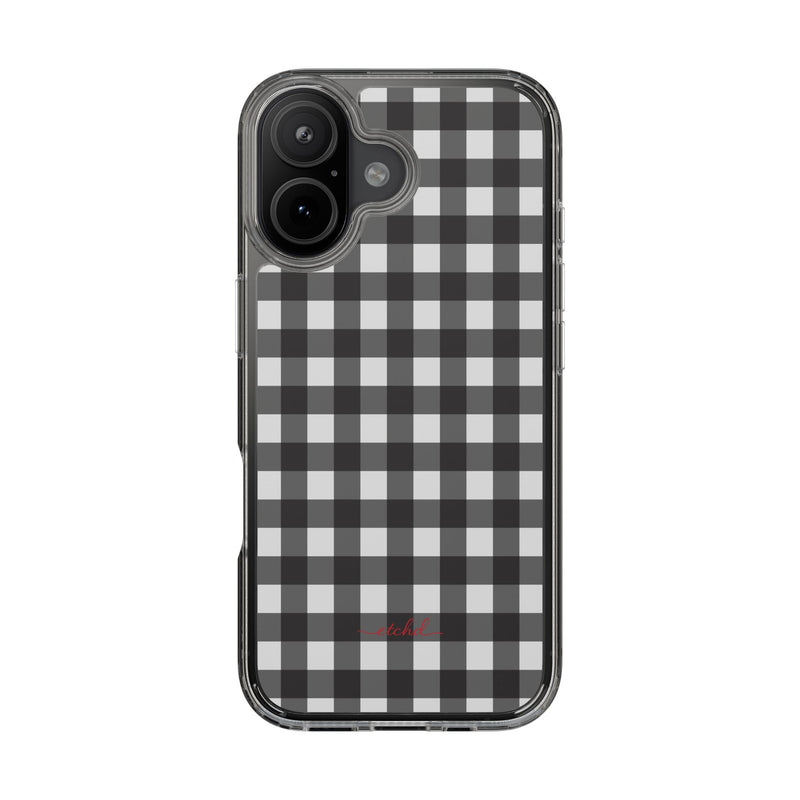 Black & White Gingham Clear Phone Case by etchd, view 35