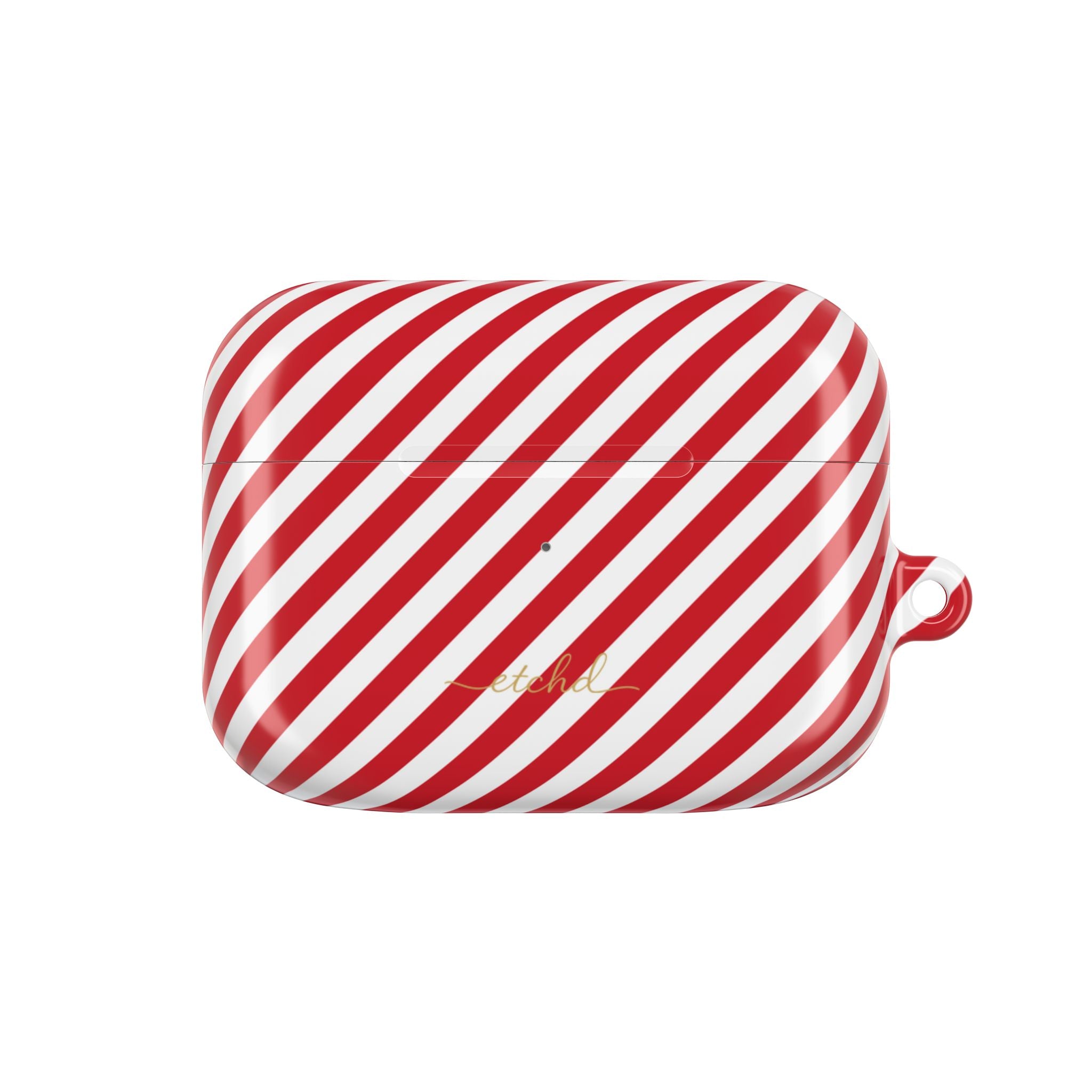 Classic Red & White Striped Diagonal AirPod Case by etchd