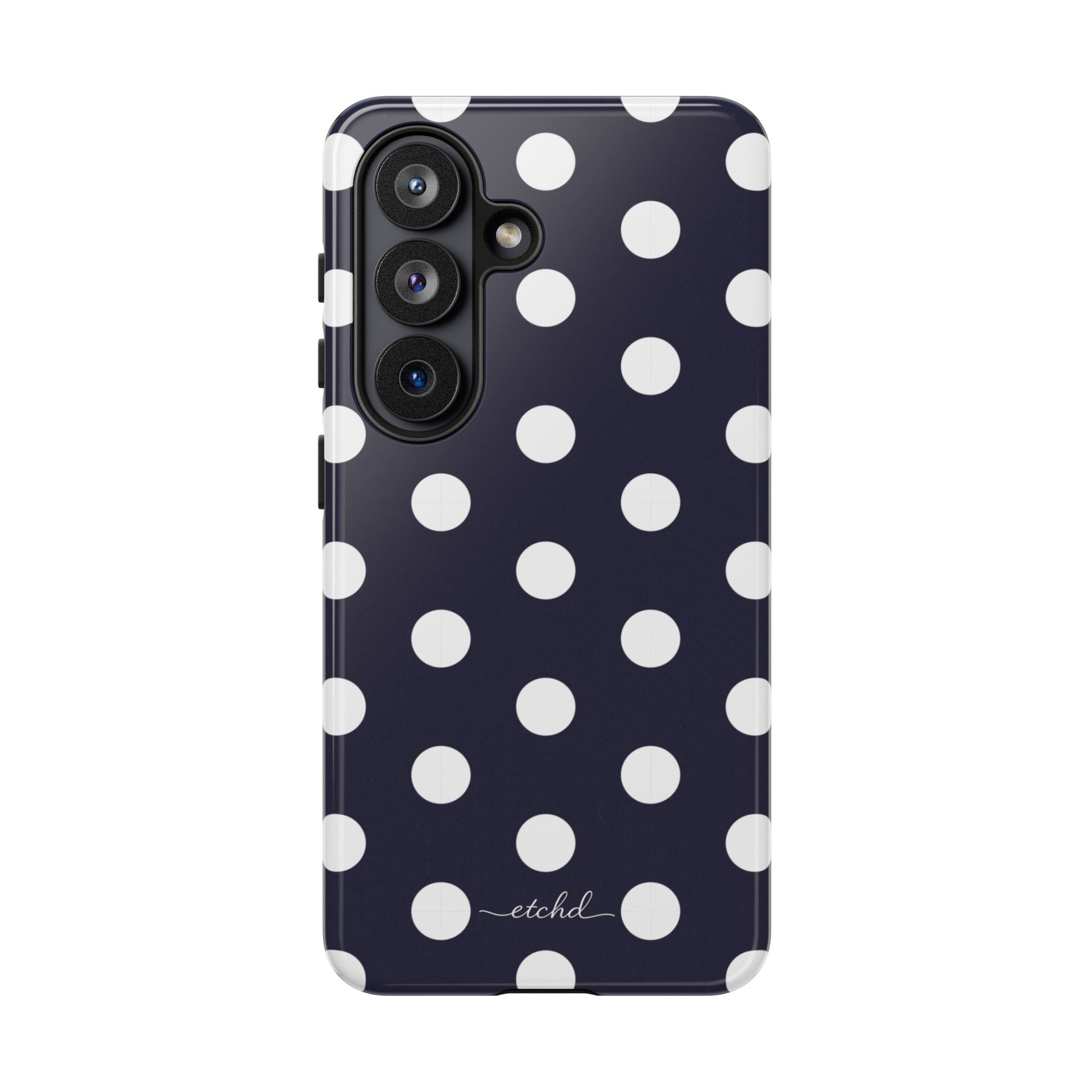 White And Navy Polka Dot Phone Case by etchd, view 61