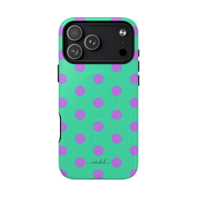 Lilac & Hypermint Polka Dot Magnetic Phone Case by etchd, view 31