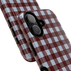 Blue & Cherry Gingham Magnetic Phone Case by etchd, view 87