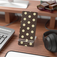 Brown And Butter Yellow Polka Dot Phone Stand by etchd, view 3