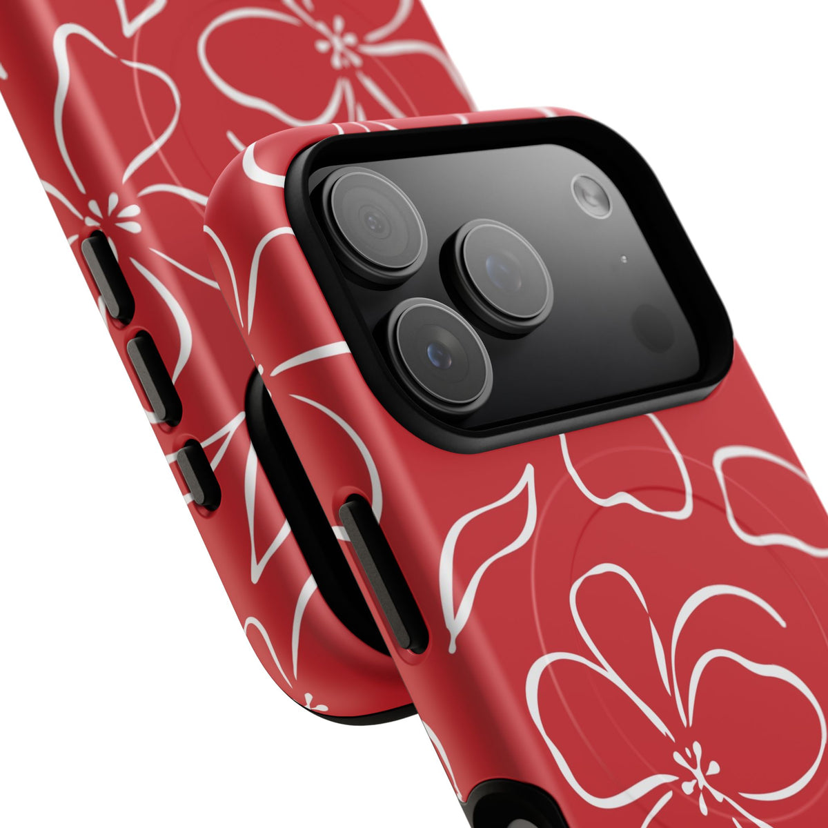 Classic Red & White Floral Magnetic Phone Case by etchd, view 100