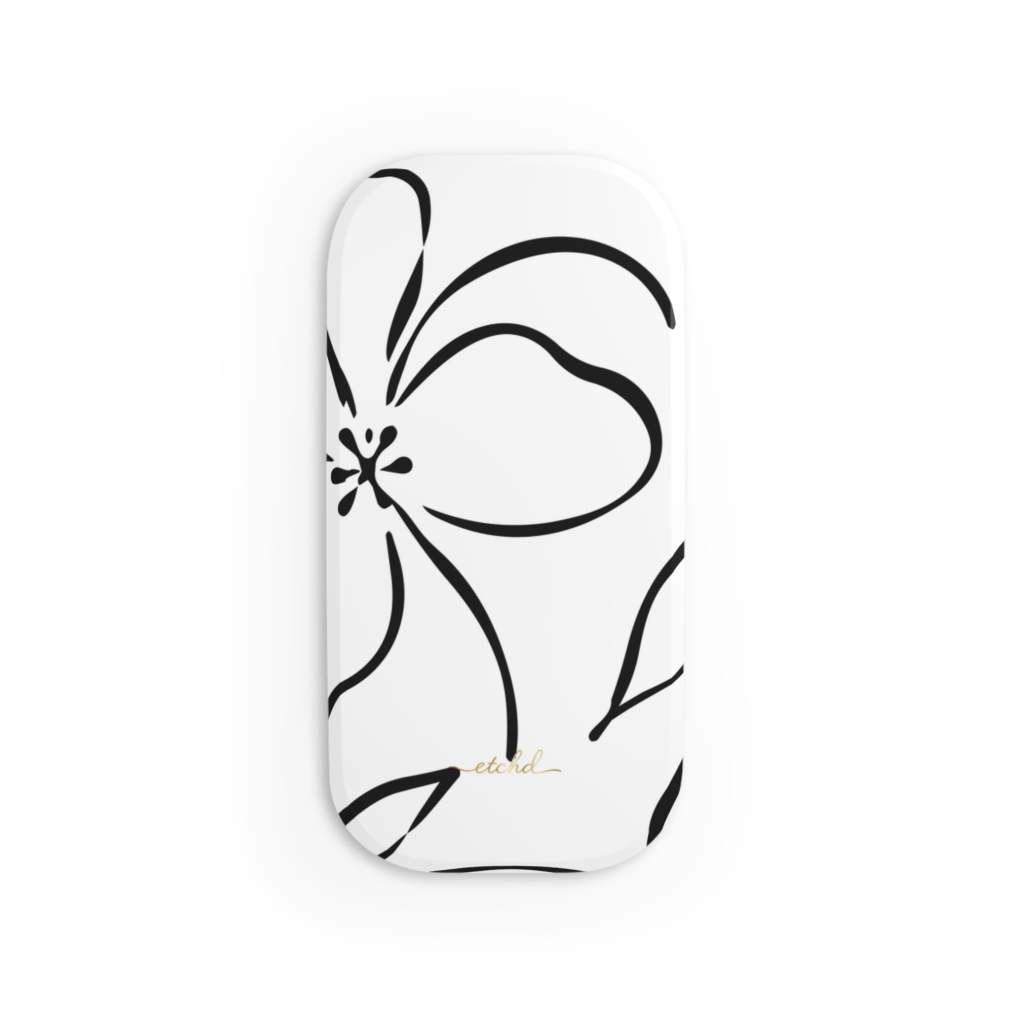 White & Black Floral Click-On Phone Grip by etchd, view 2
