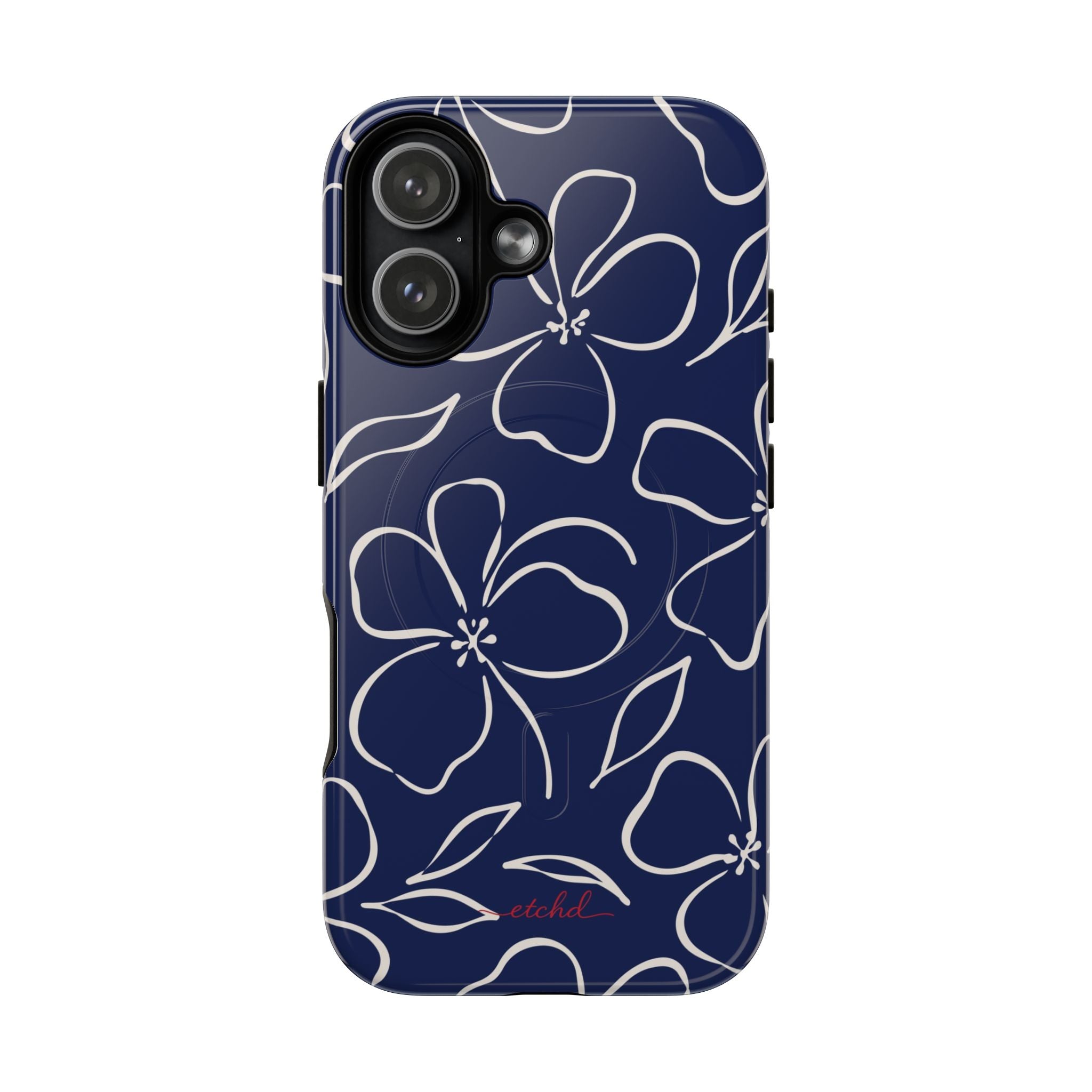 Navy & Cream Floral Magnetic Phone Case by etchd, view 25
