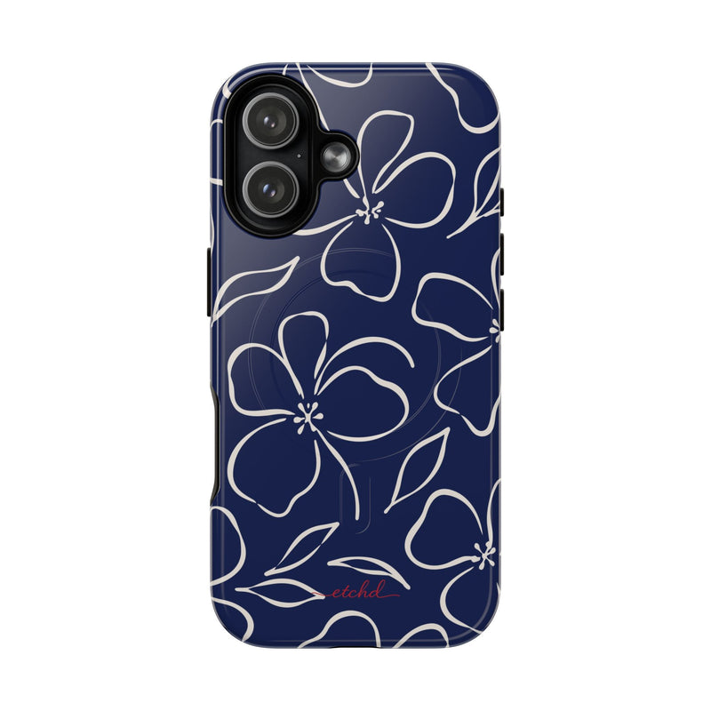 Navy & Cream Floral Magnetic Phone Case by etchd, view 25