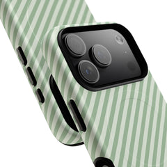 Sage & Cream Striped Diagonal Magnetic Phone Case by etchd, view 100
