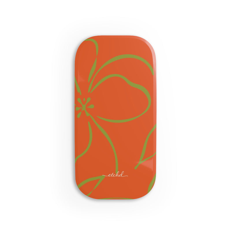 Persimmon & Wasabi Floral Anello clip per telefono di etchd