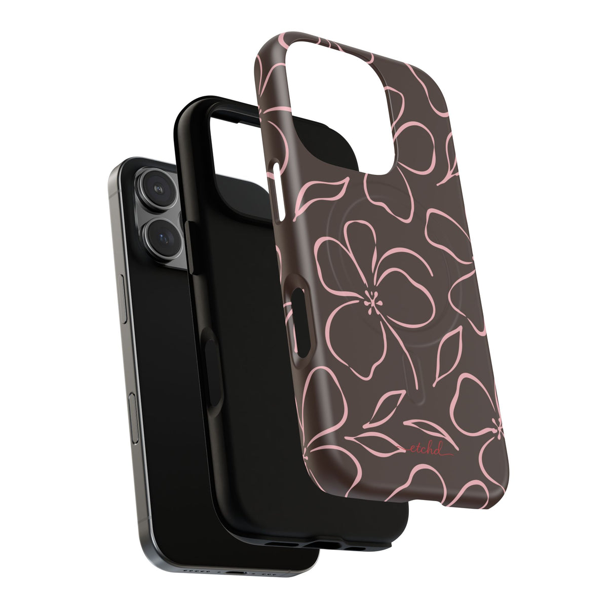 Espresso & Blush Floral Magnetic Phone Case by etchd, view 99