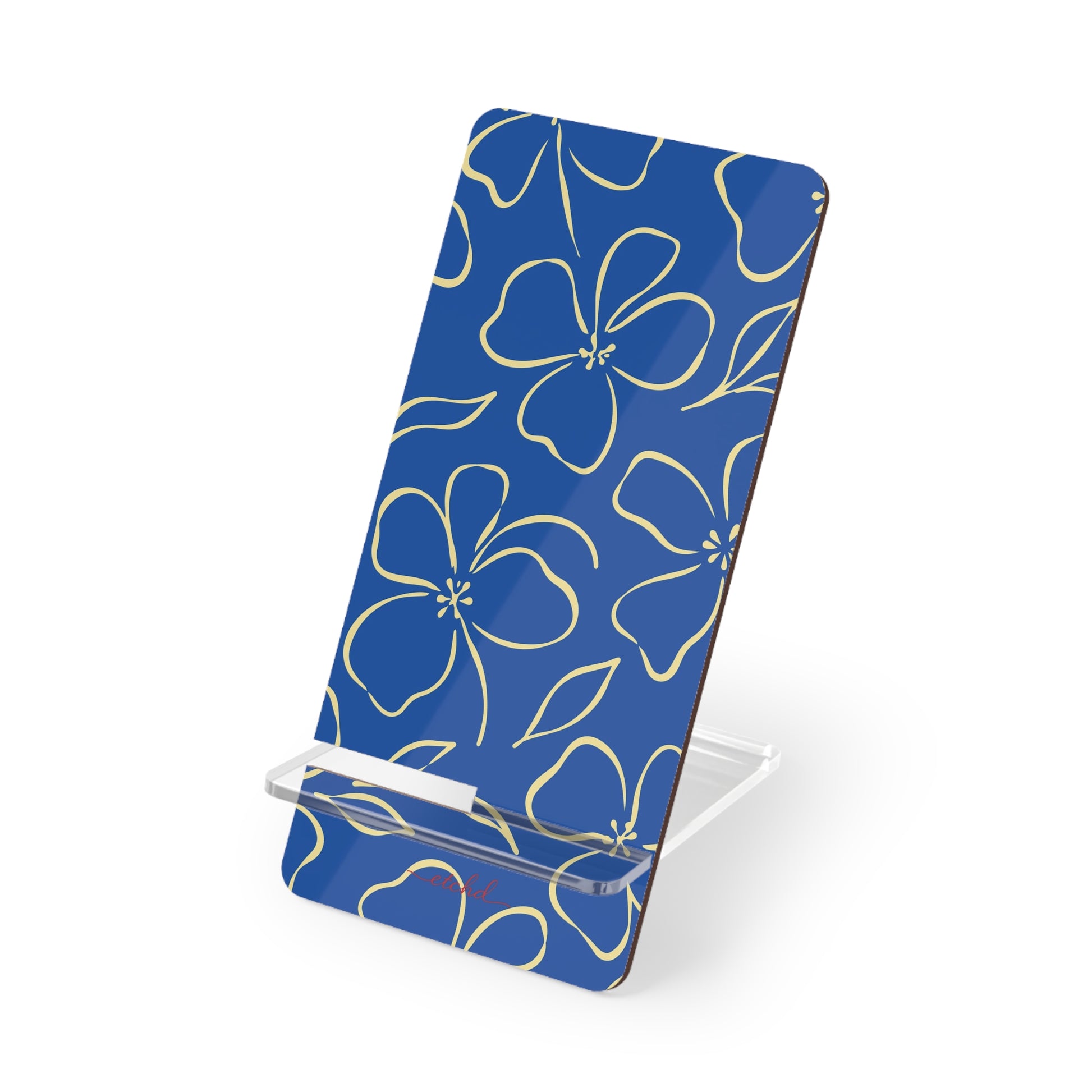 Cobalt & Butter Floral Phone Stand by etchd