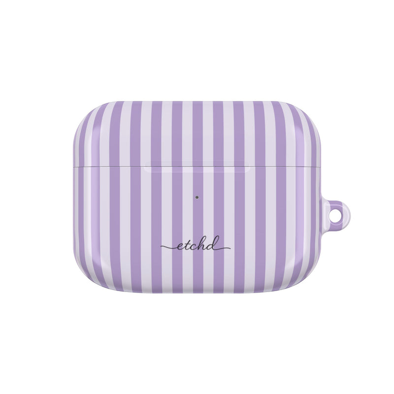 Lilac & Cream Striped AirPod Case by etchd