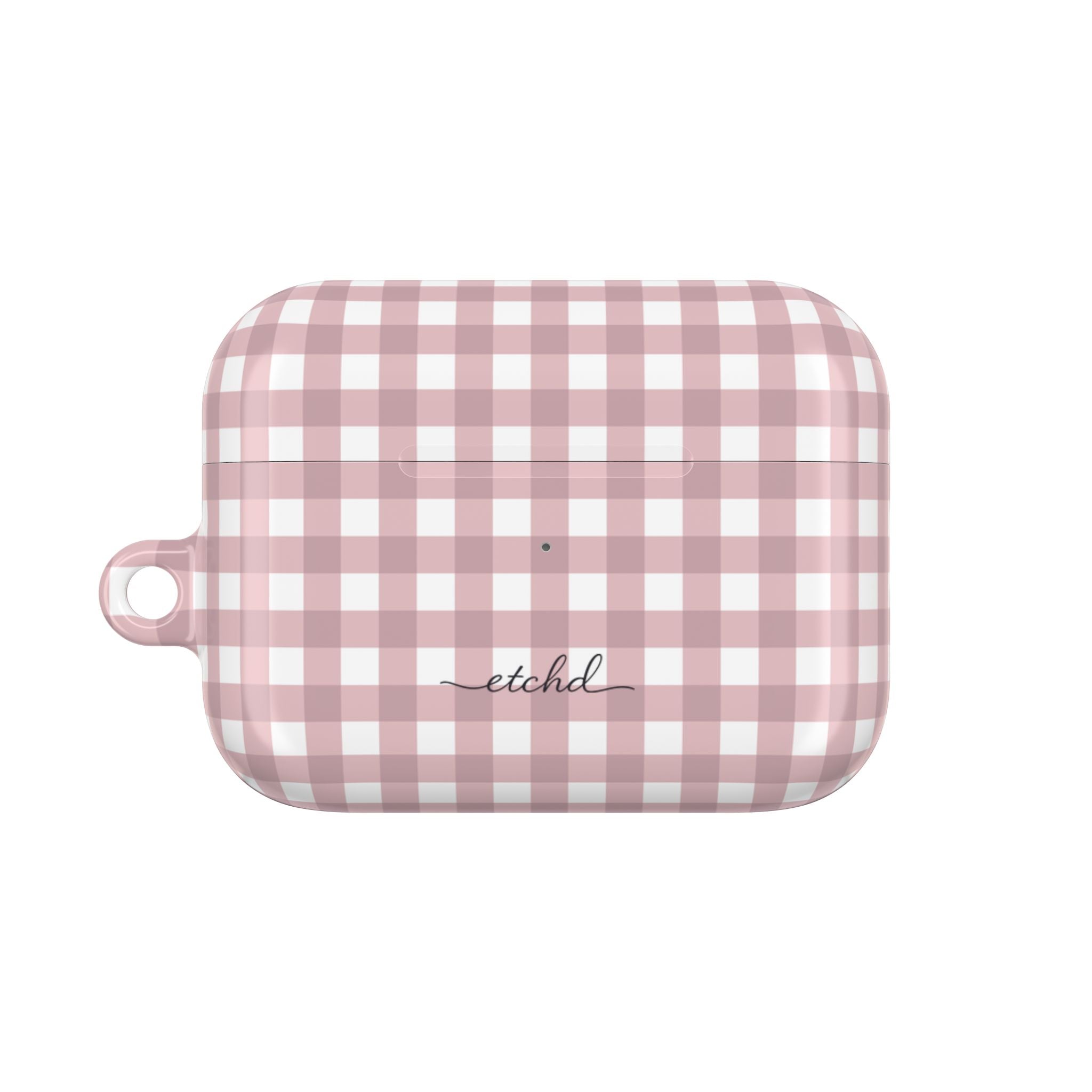 Pink & White Gingham AirPod Case by etchd, view 2