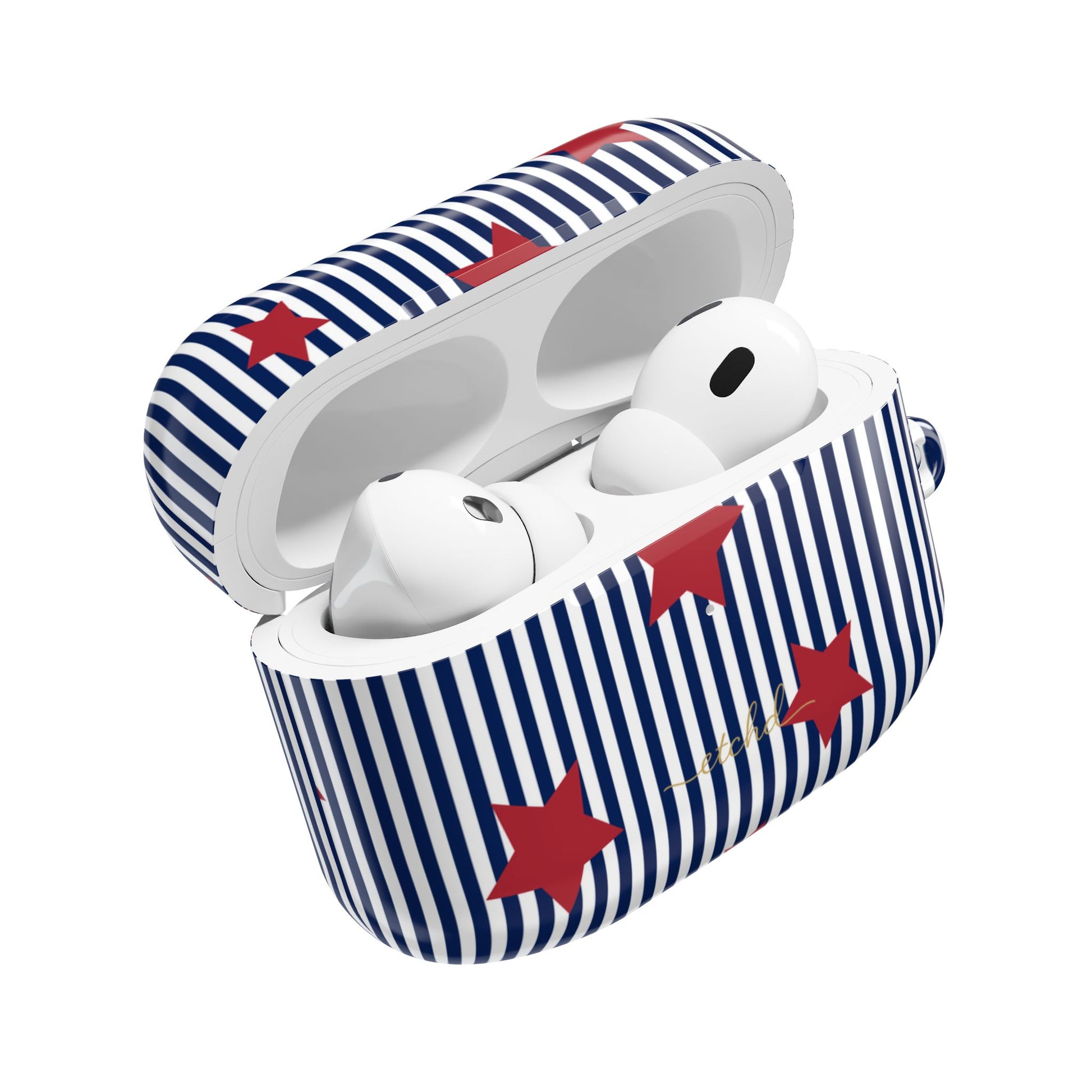 Blue Stripes & Red Stars AirPod Case by etchd, view 9