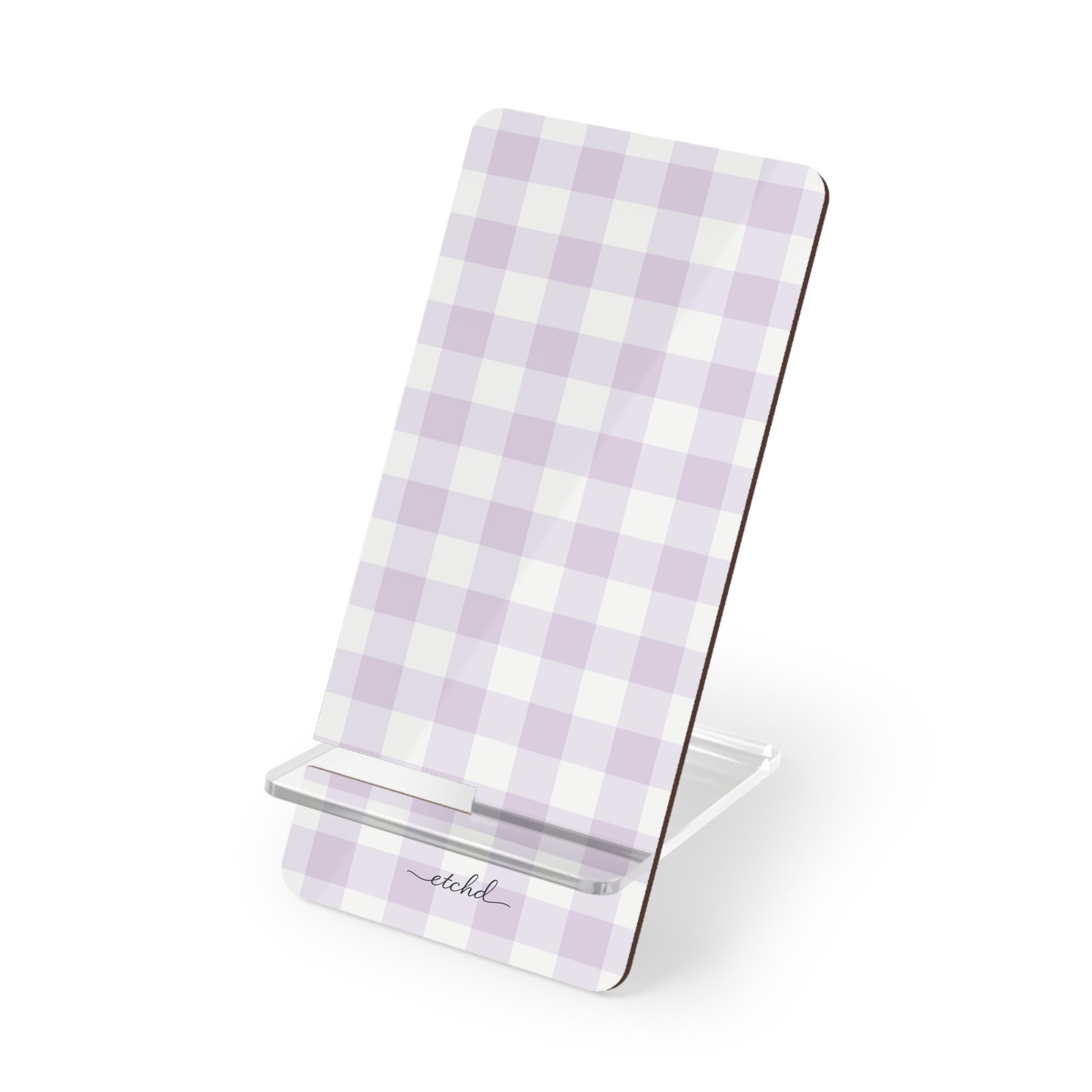 Lilac Gingham Phone Stand by etchd