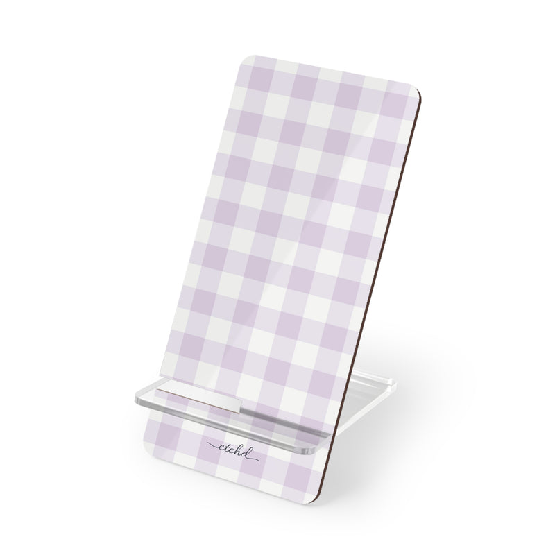 Lilac Gingham Phone Stand-zoom-